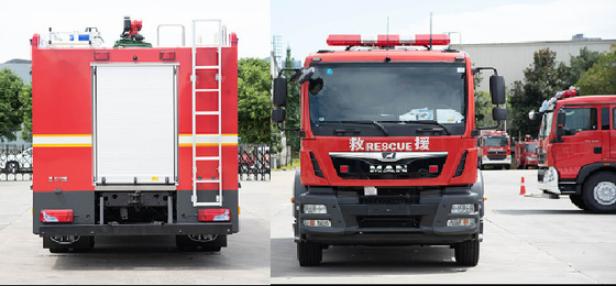 213Kw CAFS 5000L Water Foam Fire Fighting Trucks مع 4 أبواب